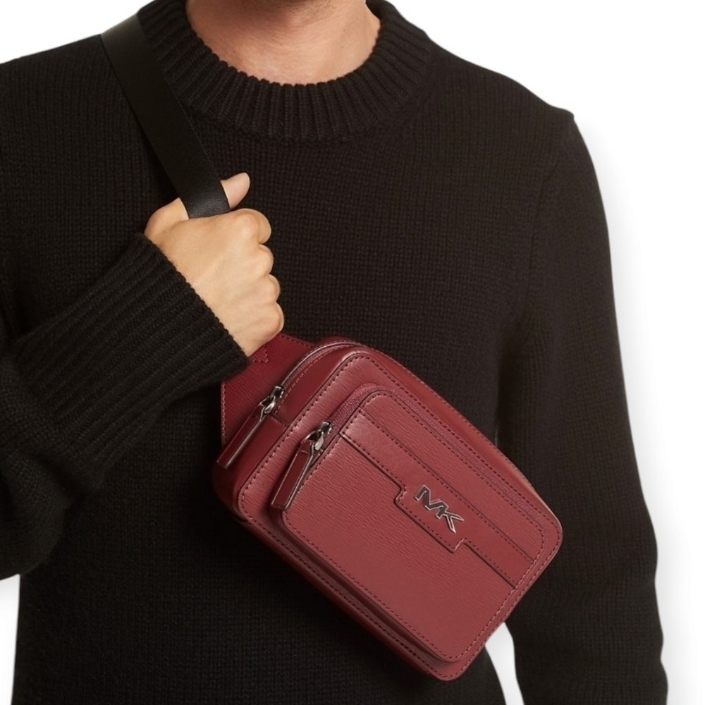 Michael Kors Cooper Double Zip Belt Bag Dark Cherry (NWT)